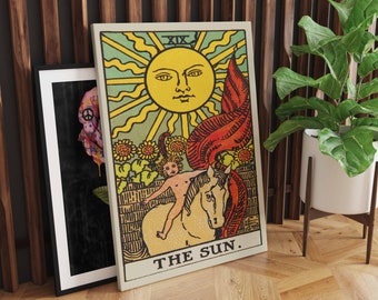 The Sun Canvas Wall Art, Tarot Card Art, Feminine Wall Art, Canvas Art Print