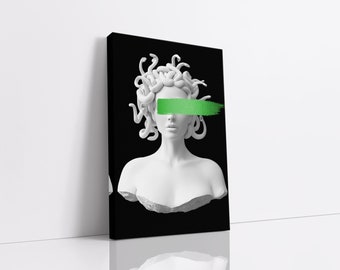 Modern Green Medusa Canvas Wall Art, Urban Style Canvas, Modern Wall Art, Greek Art, Kids Wall Decor, Canvas Art Print