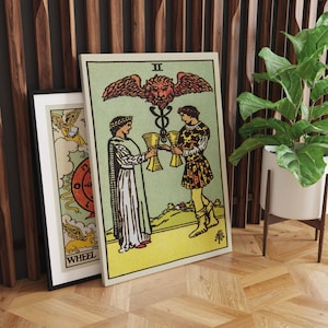 Two Of Cups Canvas Wall Art, Tarot Card Art, Canvas Art Print