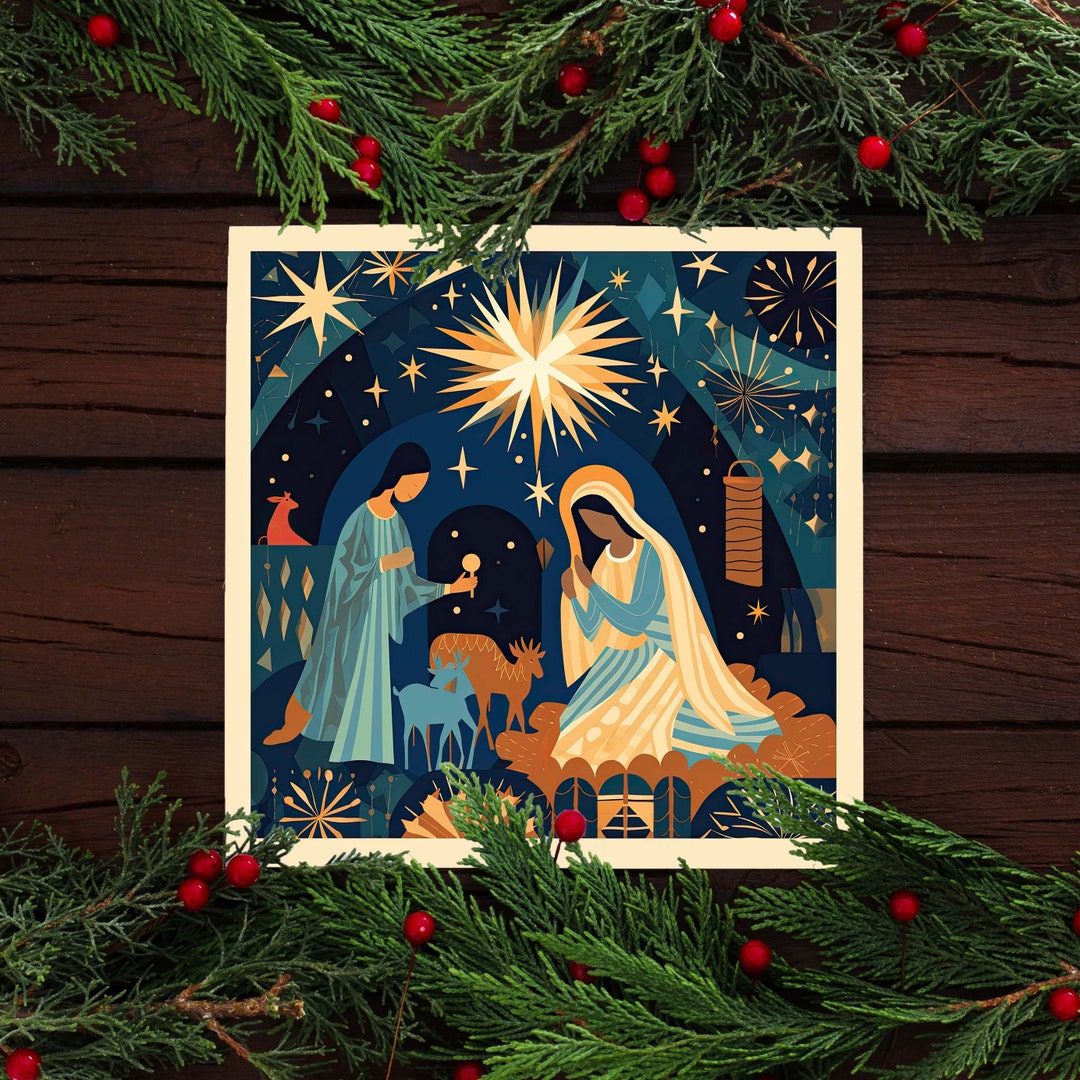 Nativity Scene Canvas Wall Art, Religious Style Canvas, Holiday Art