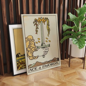Ace of Swords Canvas Wall Art, Tarot Card Art, Canvas Art Print