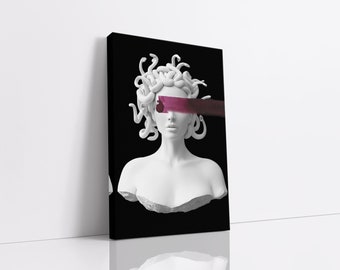 Modern Burgundy Medusa Canvas Wall Art, Urban Style Canvas, Modern Wall Art, Greek Art, Kids Wall Decor, Canvas Art Print