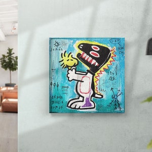 Snoopy Basquiat EGHNA Canvas Wall Art, Urban Style Canvas, Modern Wall Art, Kids Wall Art, Canvas Art Print
