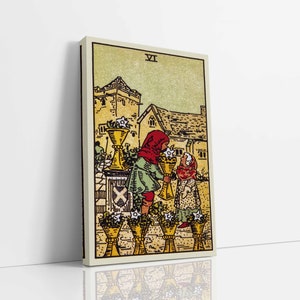 Six of Cups canvas muurkunst, tarotkaartkunst, canvaskunstdruk
