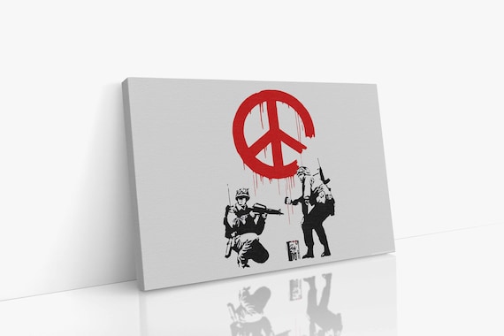 Banksy's CND Soldiers Graffiti Canvas Wall Art, Urban Style Canvas