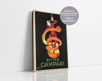 Leonetto Cappiello Bitter Campari Vintage Ad Digital Download Printable Wall Art, Bar Art, Digital Art Print