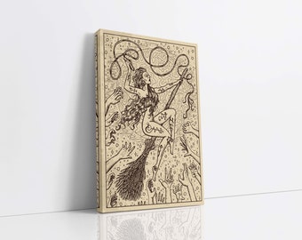 L&#39;arte della parete su tela Whip, tela di carte da gioco Lenormand, arte stregata, arte gotica, stampa artistica su tela