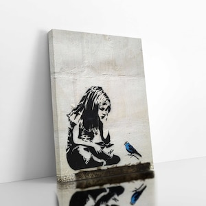 Banksy Girl with Blue Bird Poster by Banksy - Pixels