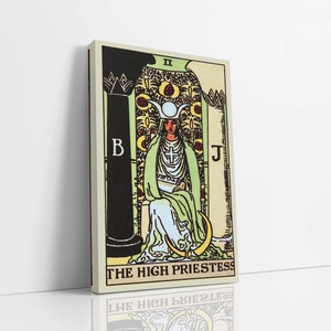 El arte de la pared de la lona de la suma sacerdotisa, el arte de la carta del tarot, el arte de la pared femenina, la impresión del arte de la lona