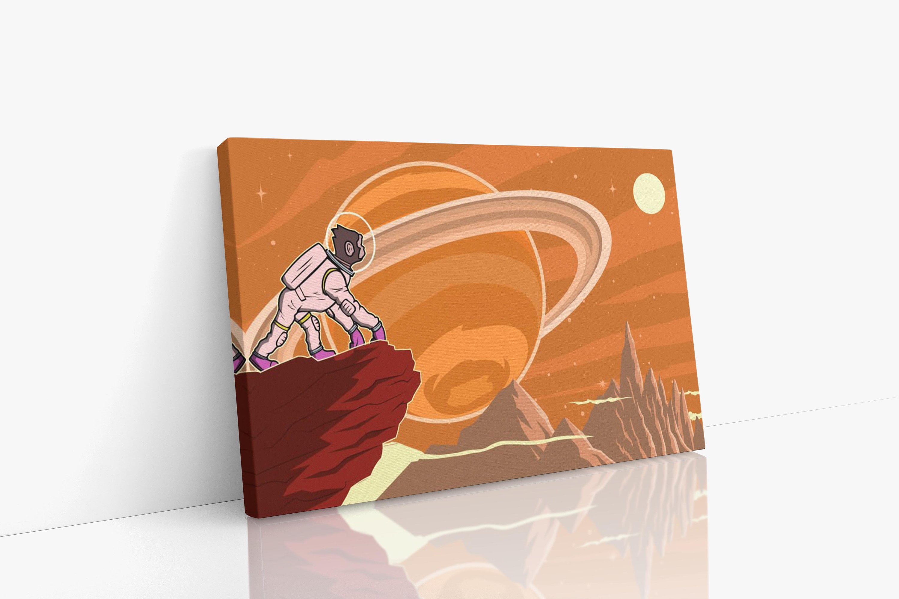 Space Monkey Canvas Wall Art, Space Art, Sci-Fi Art, Animal Art, Canvas Art Print