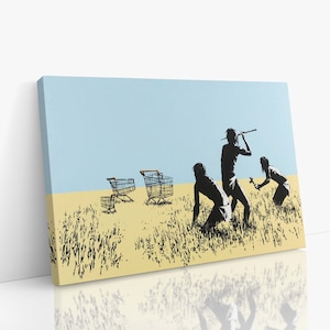 Banksy's Trolleys Graffiti Canvas Wall Art, Urban Style Canvas, Graffiti Wall Art, Canvas Art Print