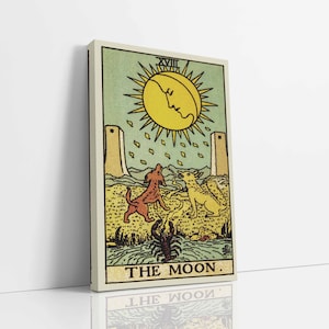 Der Mond Leinwand Wandkunst, Tarot Karten Kunst, Feminine Wandkunst, Leinwand Kunstdruck