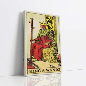 King of Wands canvas muurkunst, tarotkaart kunst, canvas kunstafdruk