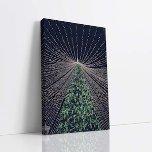 Art mural en toile de lumières d’arbre de Noël, art de carte de Noël, art mural pour enfants, art de vacances, impression d’art saisonnière d’hiver