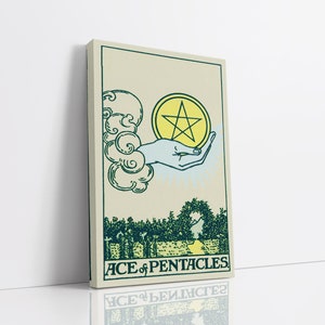 Ace of Pentacles Canvas Wall Art, Tarot Card Art, Canvas Art Print