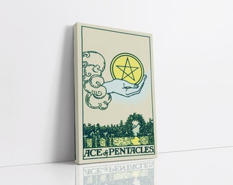 Ace of Pentacles Canvas Wall Art, Tarot Card Art, Canvas Art Print