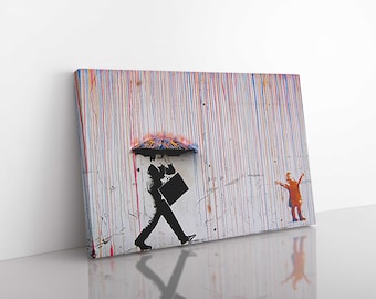 Banksy Nola Orange Rain Giclee Print Texture Gel Reproduction