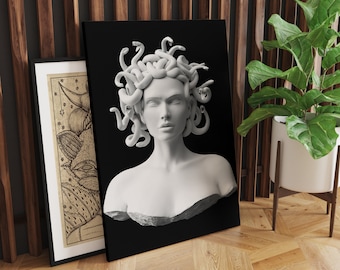 Medusa Statue Canvas Wall Art, Urban Style Canvas, Modern Wall Art, Greek Art, Kids Wall Decor, Canvas Art Print