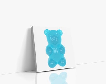 Blue Gummy Bear Canvas Wall Art, Urban Style Canvas, Modern Art, Kids Bedroom Art, Canvas Art Print