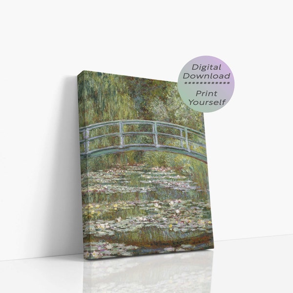 Monet Bridge over the Lily Pond  Digital Download Printable Wall Art, Vintage Wall Art, Digital Art Print