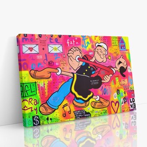 Popeye and Olivia EGHNA Canvas Wall Art, Urban Style Art, Modern Art, Kids Wall Art, Canvas Art Print
