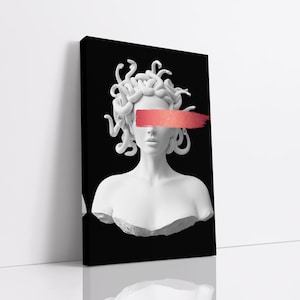 Modern Pink Medusa Canvas Wall Art, Urban Style Canvas, Modern Wall Art, Greek Art, Kids Wall Decor, Canvas Art Print