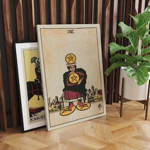 Four of Pentacles Canvas Wall Art, Tarot Card Art, Canvas Art Print
