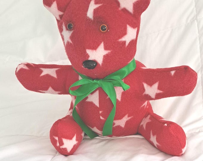 17"x13" Red Fleece Stuffed Bear