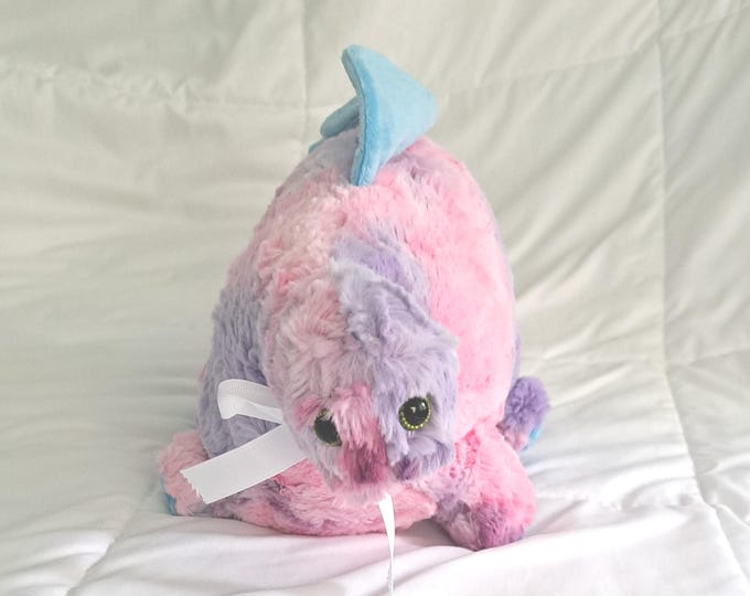 27" Long Shaggy Tie Dye Dino with Blue Crest