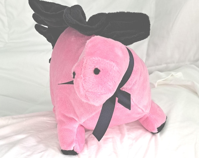 27"Long x 12" Tall Pink Minky Plush Stuffed Dino with Blask Minky Crest