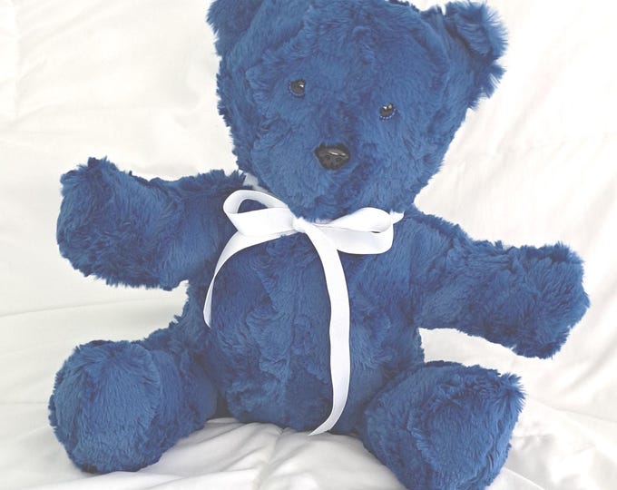 17"x13" Stuffed Navy Blue Shaggy Bear