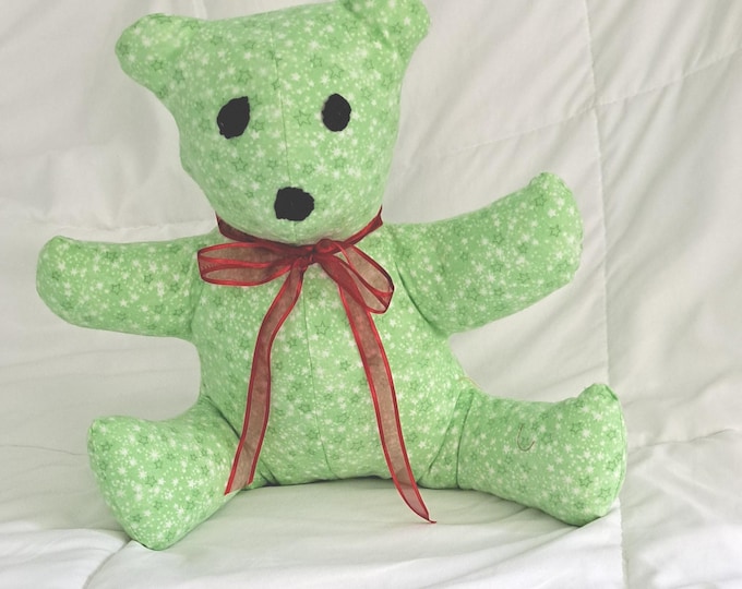 17"x13" Green Flannel Stuffed Bear