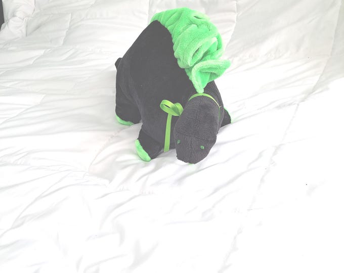27"long x 12" tall Handcrafted Black Plush Minky Stuffed Dino