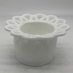 Imperial Glass Compote with Diamond Pattern and Open Lace Edges