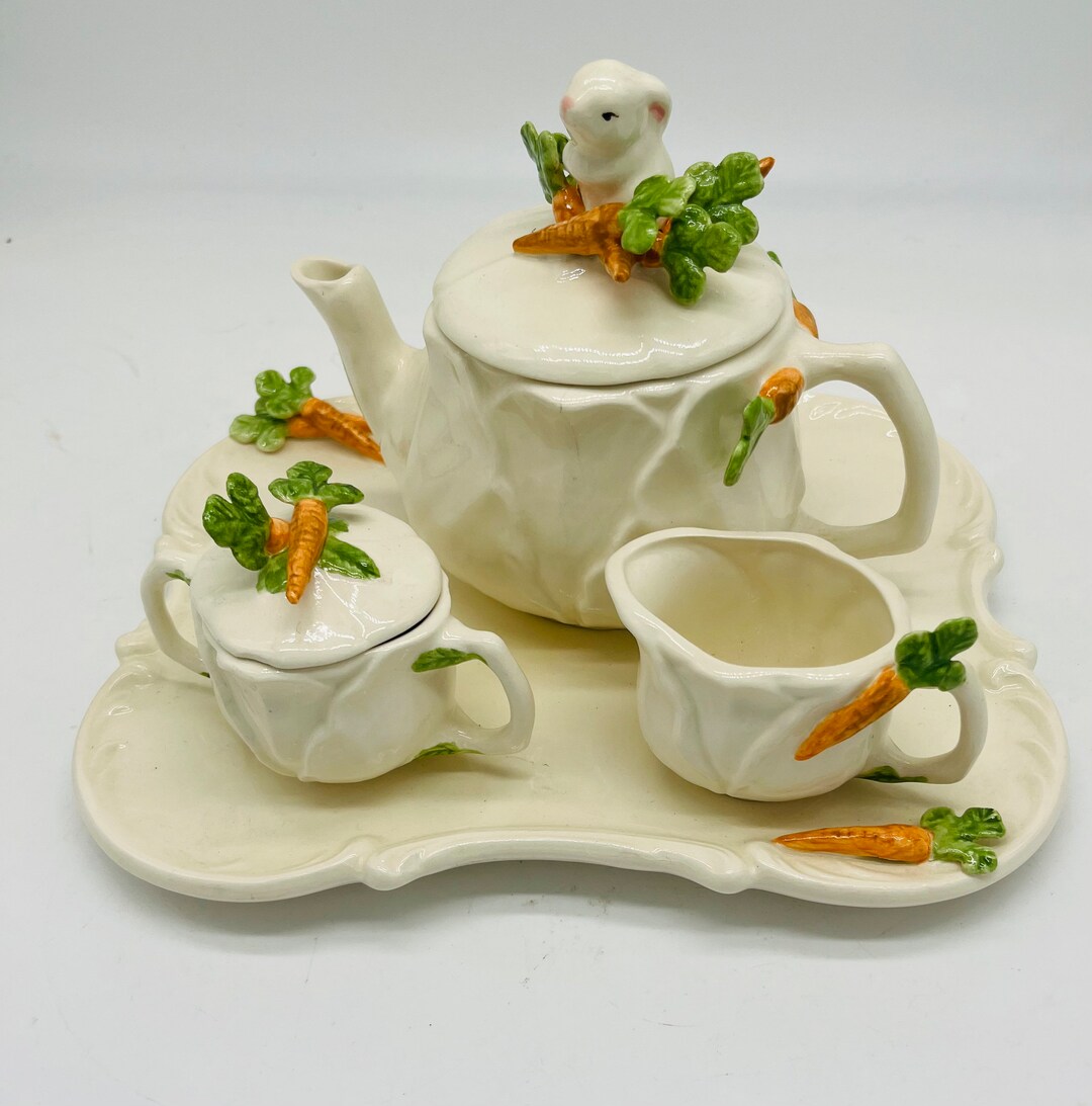 Darling Vintage Childs Bunny Tea Set Etsy