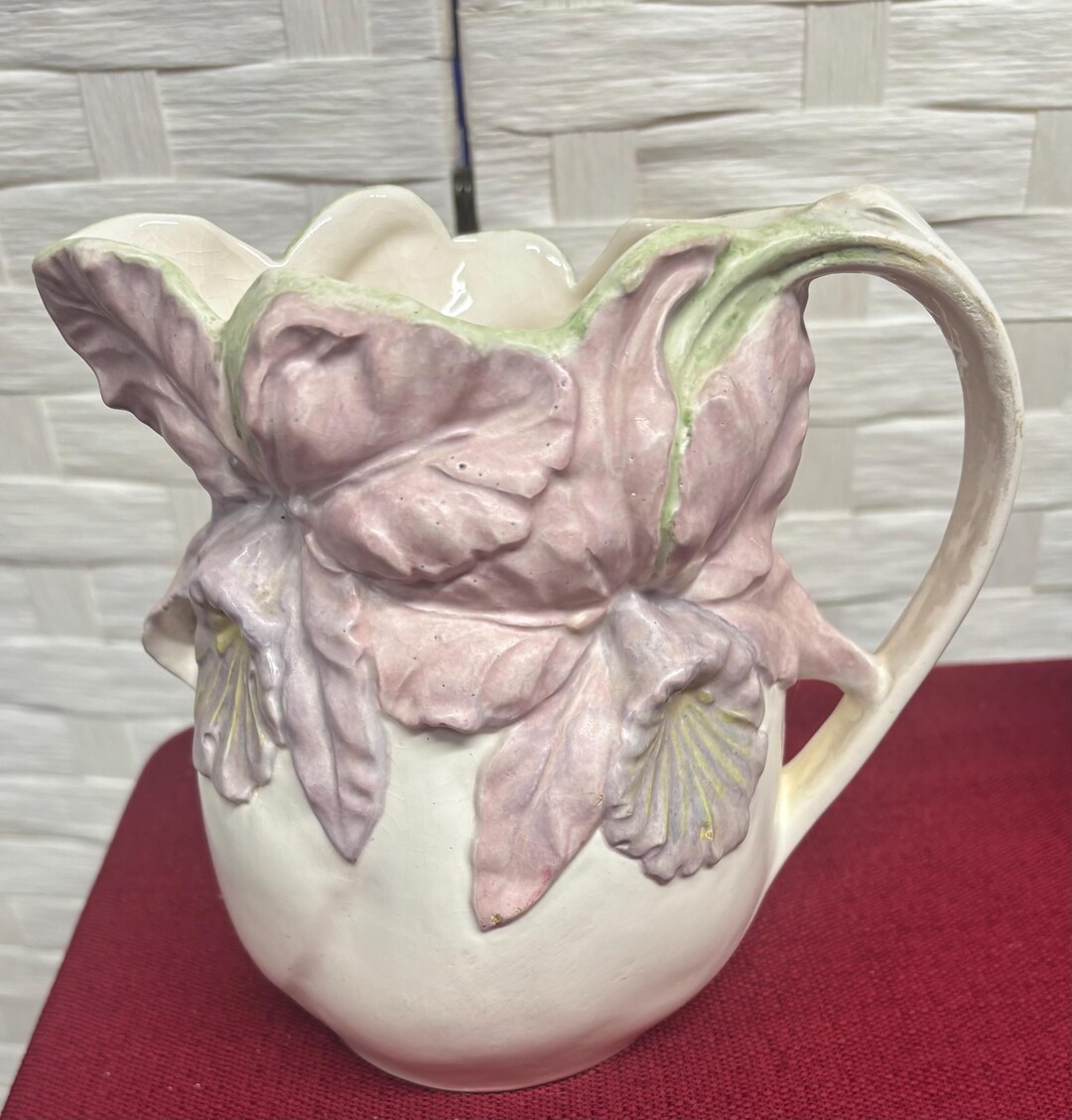 Vintage Raspberry Ceramic Pitcher Beautiful, Vintage, Ceramic Pitcher! Features Pinks, Purples, and ...