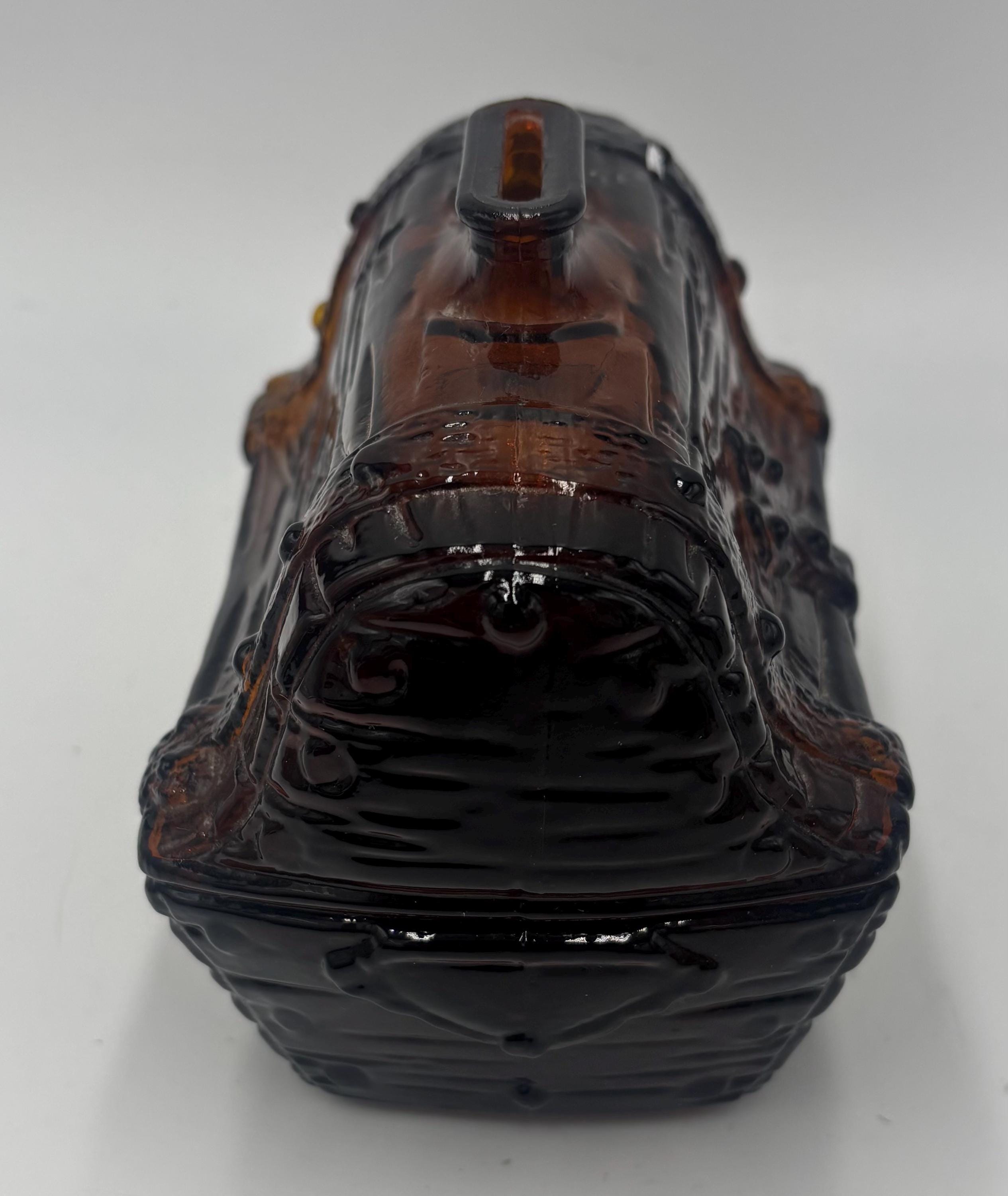 Vintage 1950s Anchor Hocking Dark Amber Glass, Pirate's Chest Coin