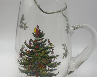Vintage Spode julgranskanna i glas. 2,5 liter med originalkartong! Perfekt för ditt julfirande!