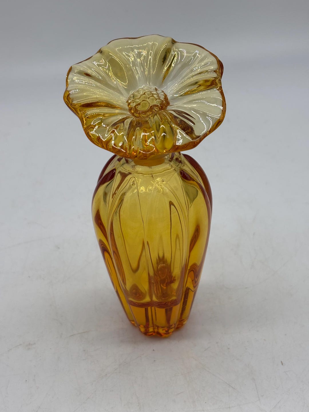Beautiful Vintage German Amber yellow Crystal Perfume Bottle Etsy
