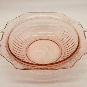 Vintage Pink Mayfair, Depression Glass Open Rose Glass Bowl 12”