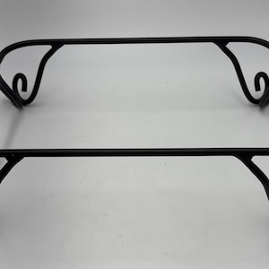 Longaberger Wrought Iron Stand Black Metal Scroll Feet Rectangular Display Riser Farmhouse Kitchen Decor