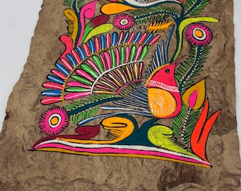 Beautiful, Vintage,  Mexican Amate Bark Painting.
