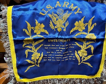Capa de Almofada "Sweetheart" do Exército dos Estados Unidos da Segunda Guerra Mundial. Autêntica
