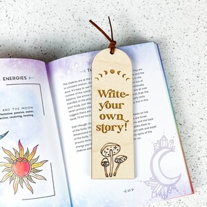 Aesthetic Bookmark, Wood Bookmark, Moon Phases Bookmark, Witchy Bookmark, Unique Bookmark, Wood Bookmark Quote, Journal Bookmark, Boho Gift