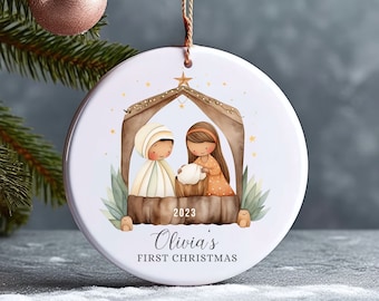 Baby’s First Christmas Nativity Ornament, Catholic Baby Gift, Personalized Baby Ornament, Child Nativity Ornament, Baby Gift Personalized