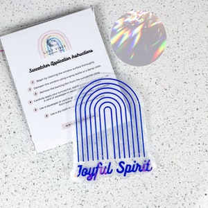 Joyful Spirit Rainbow Sun Catcher for Windows Rainbow Maker Suncatcher Window Cling Sun Catcher Removable Sticker Bedroom Decor Teen Gift