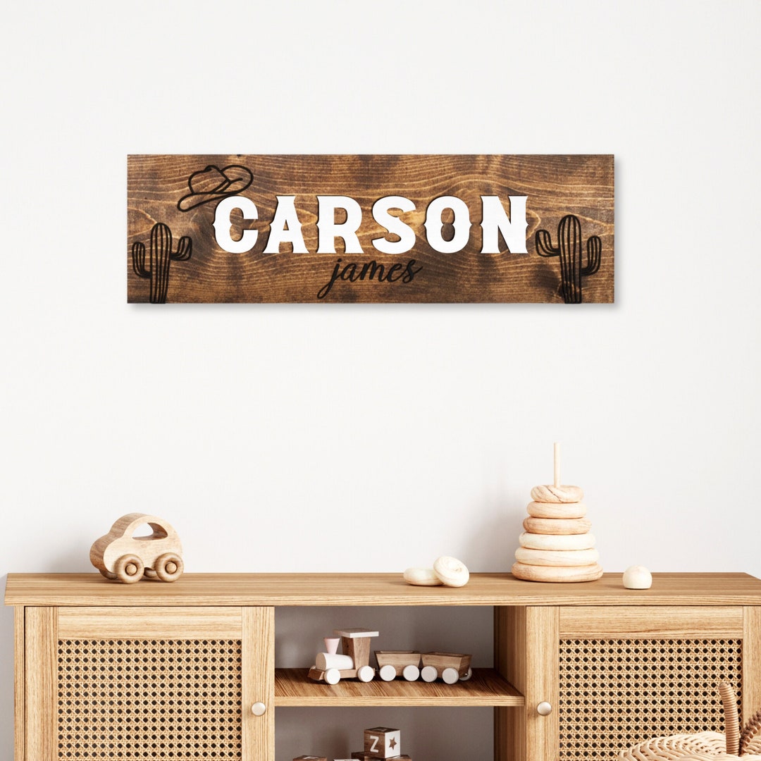 Boy Nursery Name Sign Western Nursery Decor Custom 3d Name Wooden Sign ...