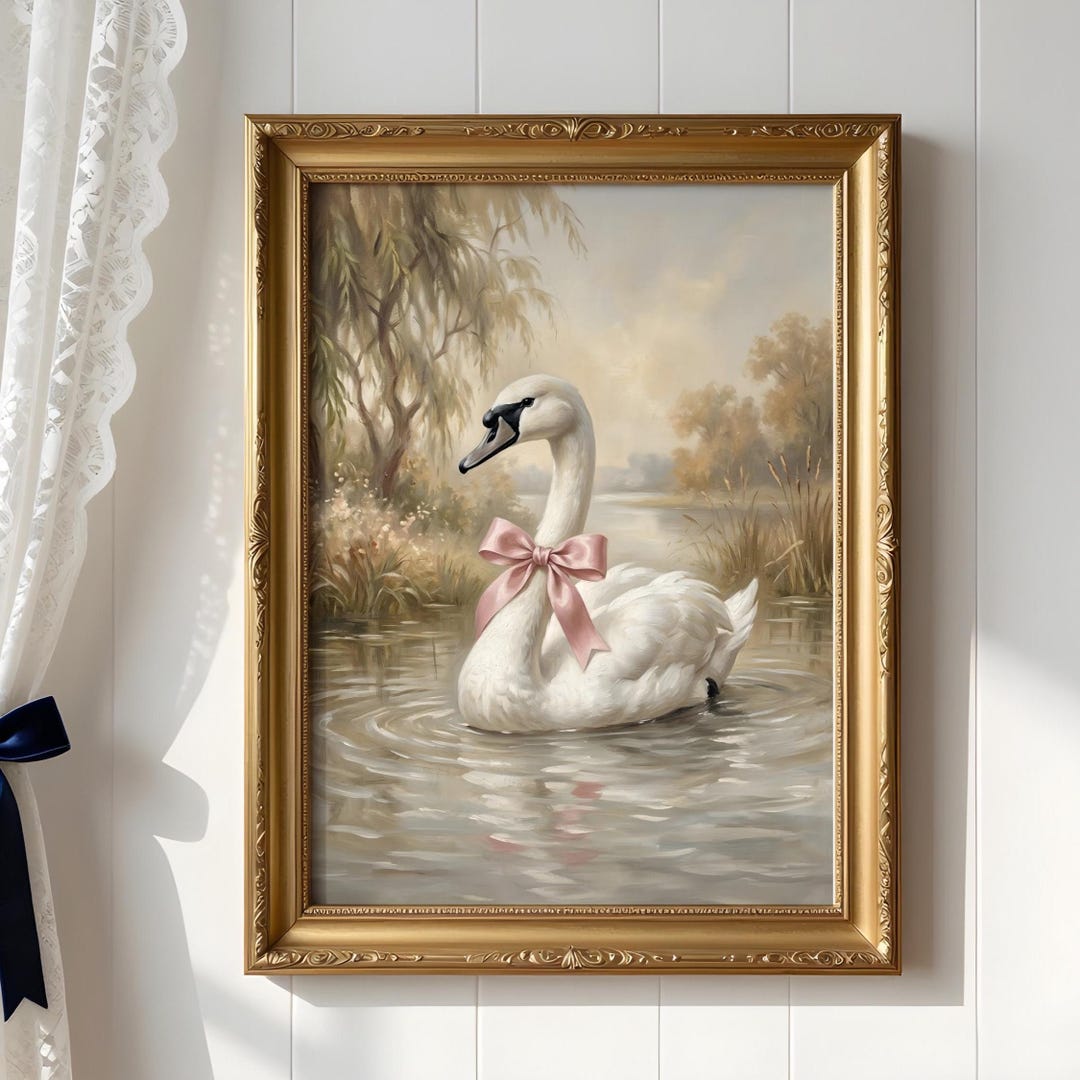 Vintage Swan Wall Art Printable | Coquette Nursery Decor Baby Girl ...