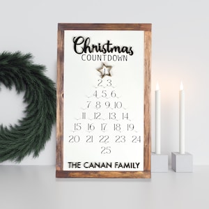 Personalized Christmas Countdown Wooden Sign | Custom Christmas Advent Calendar | Family Christmas Calendar | Wooden Advent Calendar |