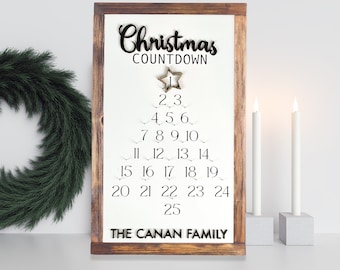 Personalized Christmas Countdown Wooden Sign | Custom Christmas Advent Calendar | Family Christmas Calendar | Wooden Advent Calendar |